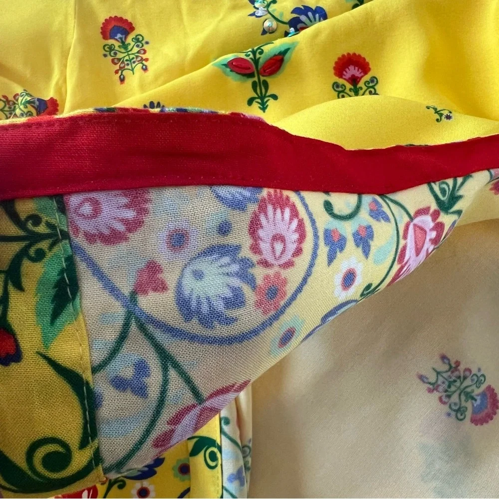 Biba Manish Arora Yellow Kurta Dress Sequined Floral Design Diwali Weddi… - Picture 9 of 11